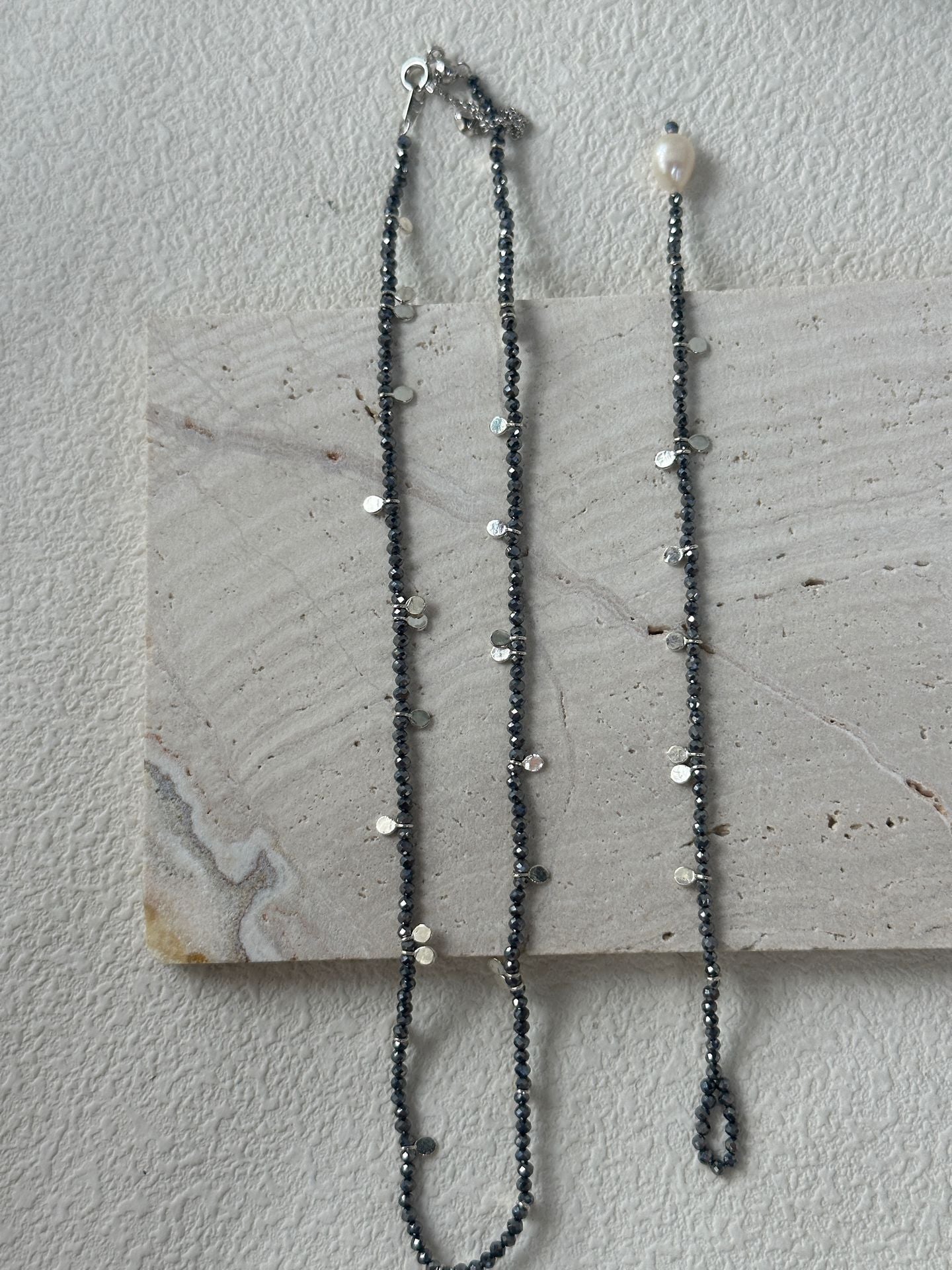 Gray Crystal Silver Plate Necklace