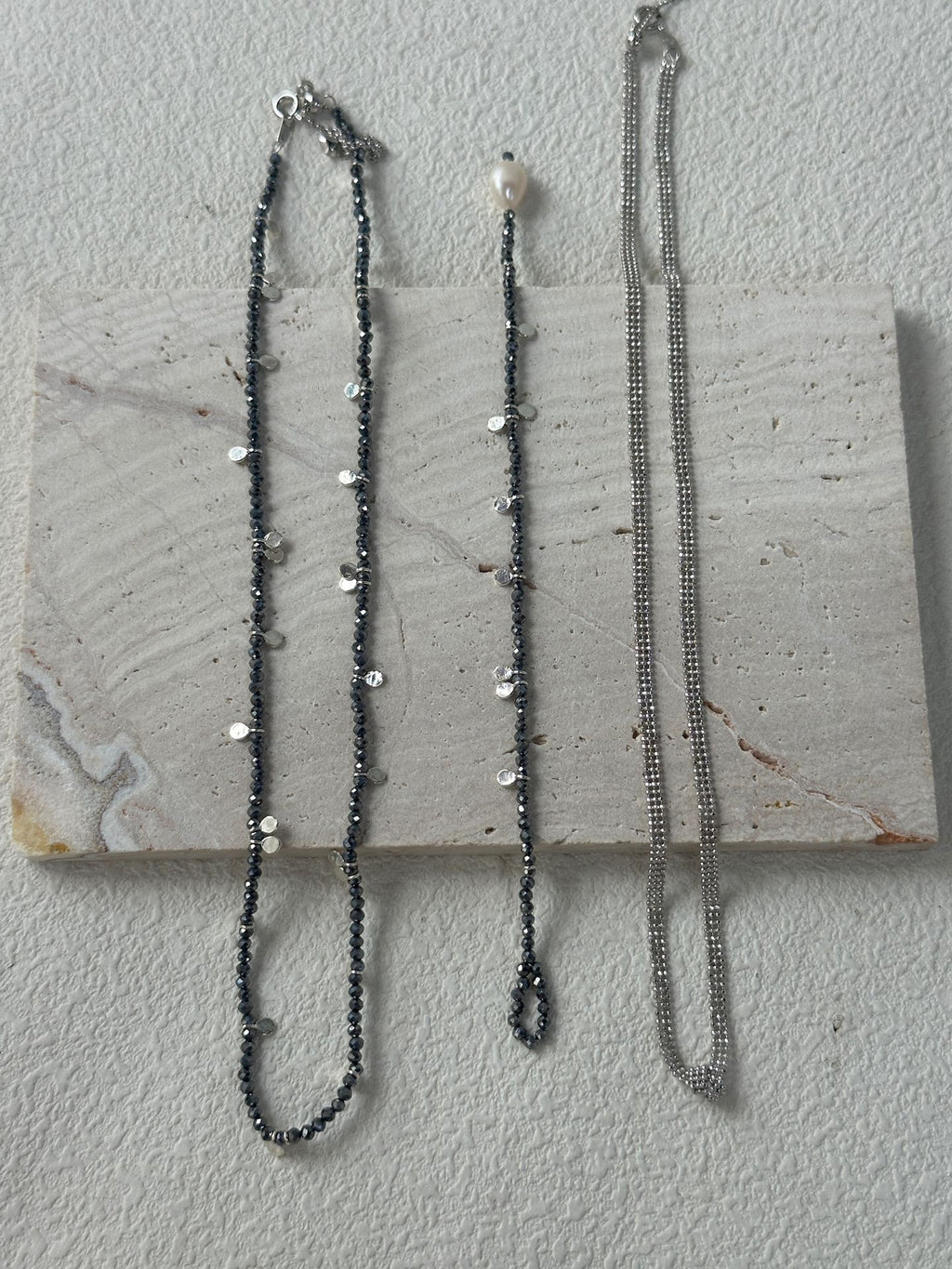 Gray Crystal Silver Plate Necklace