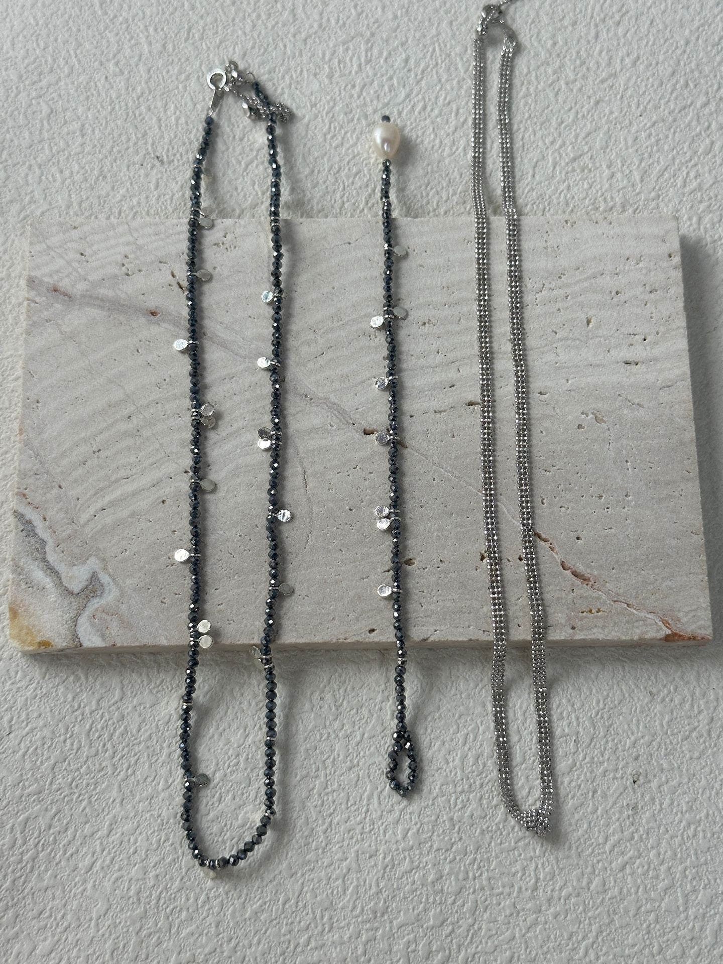 Gray Crystal Silver Plate Necklace