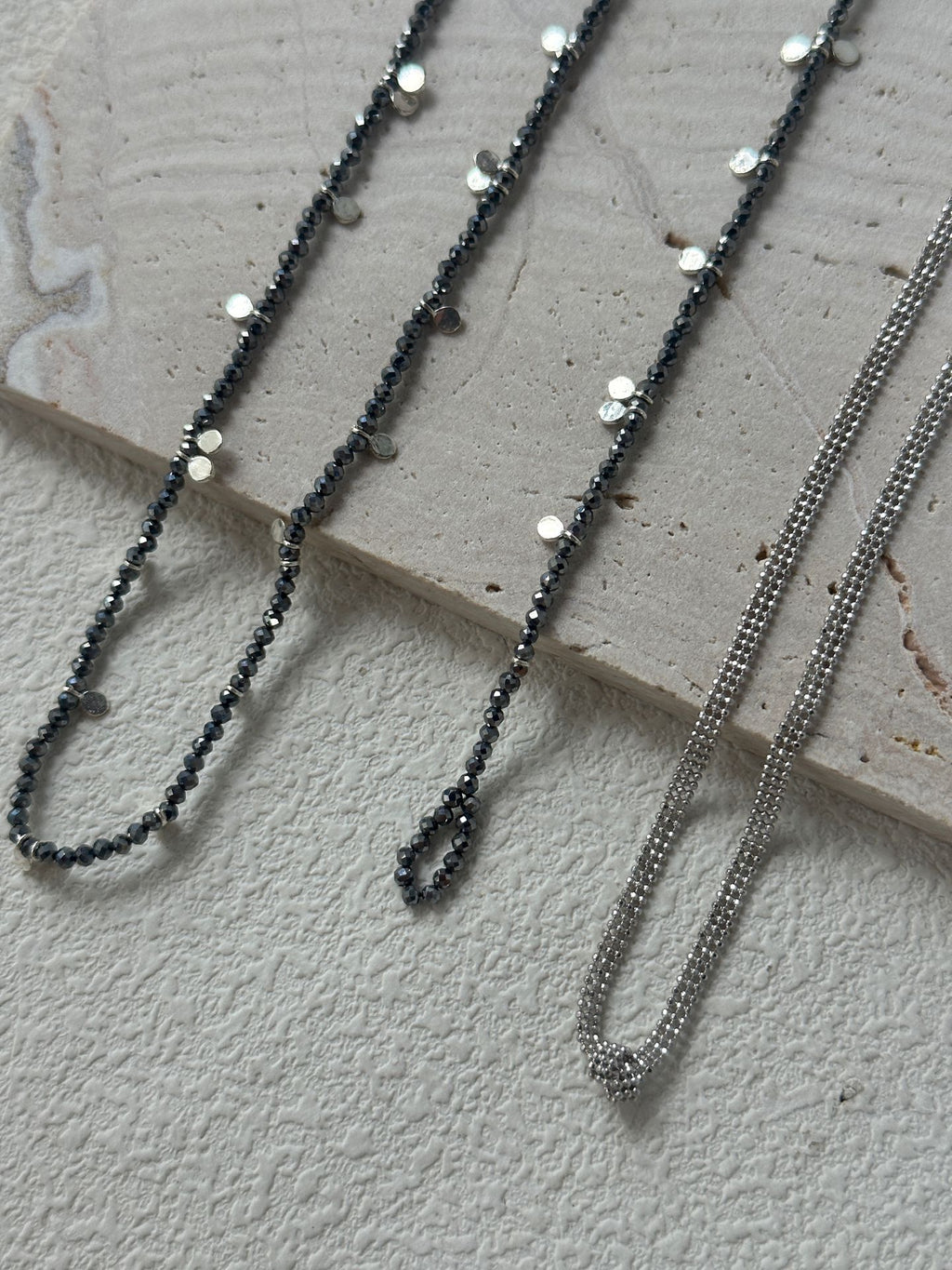 Gray Crystal Silver Plate Necklace