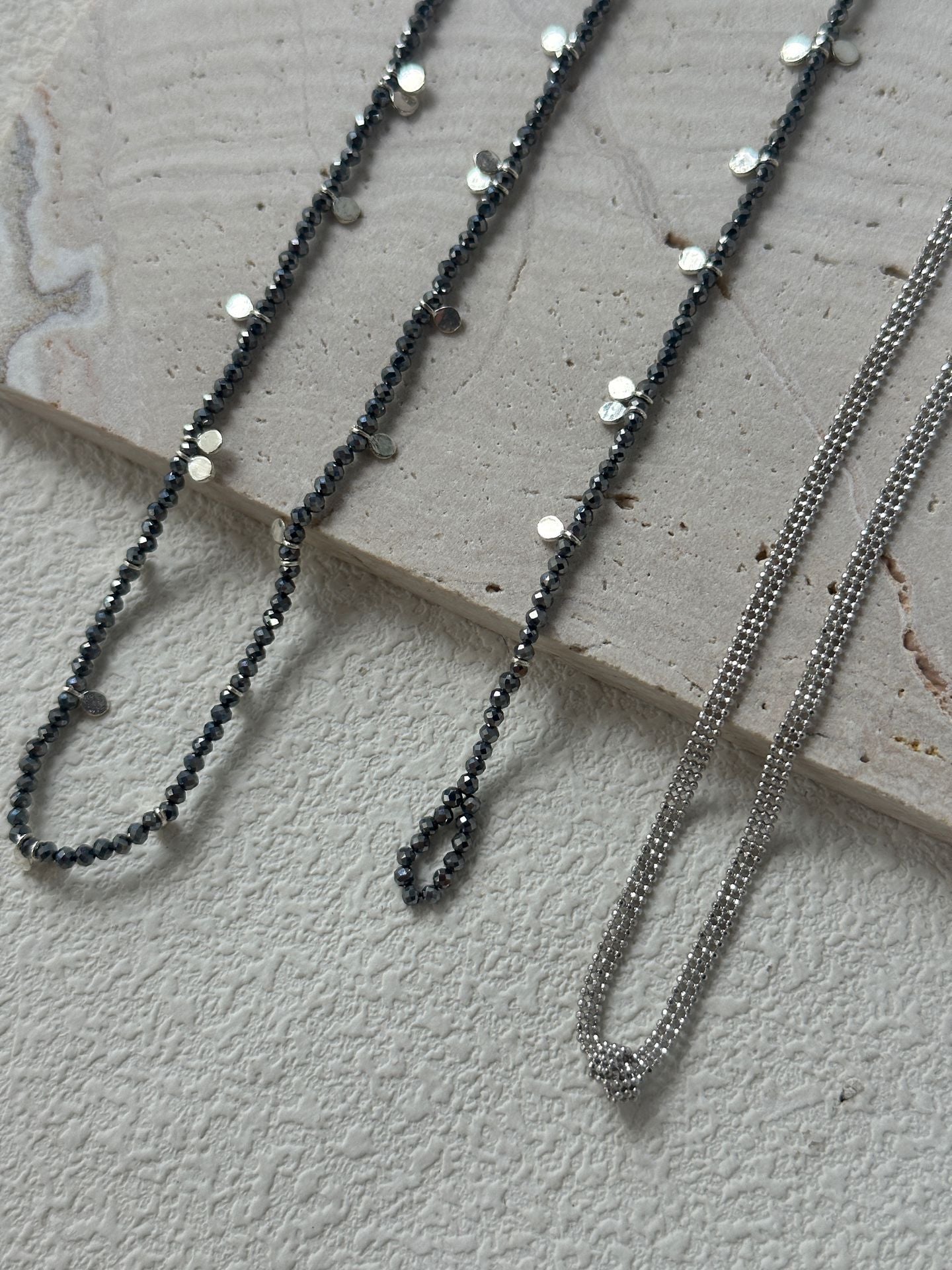 Gray Crystal Silver Plate Necklace