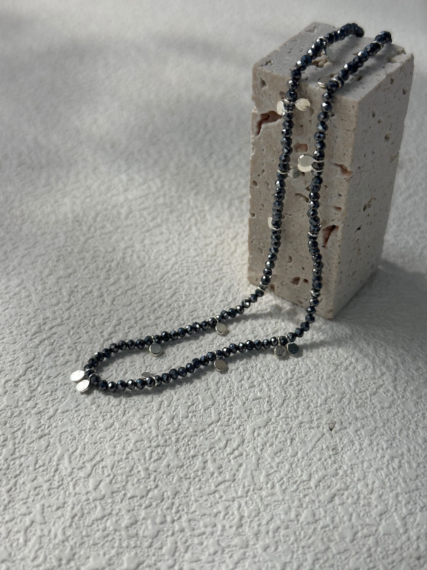 Gray Crystal Silver Plate Necklace