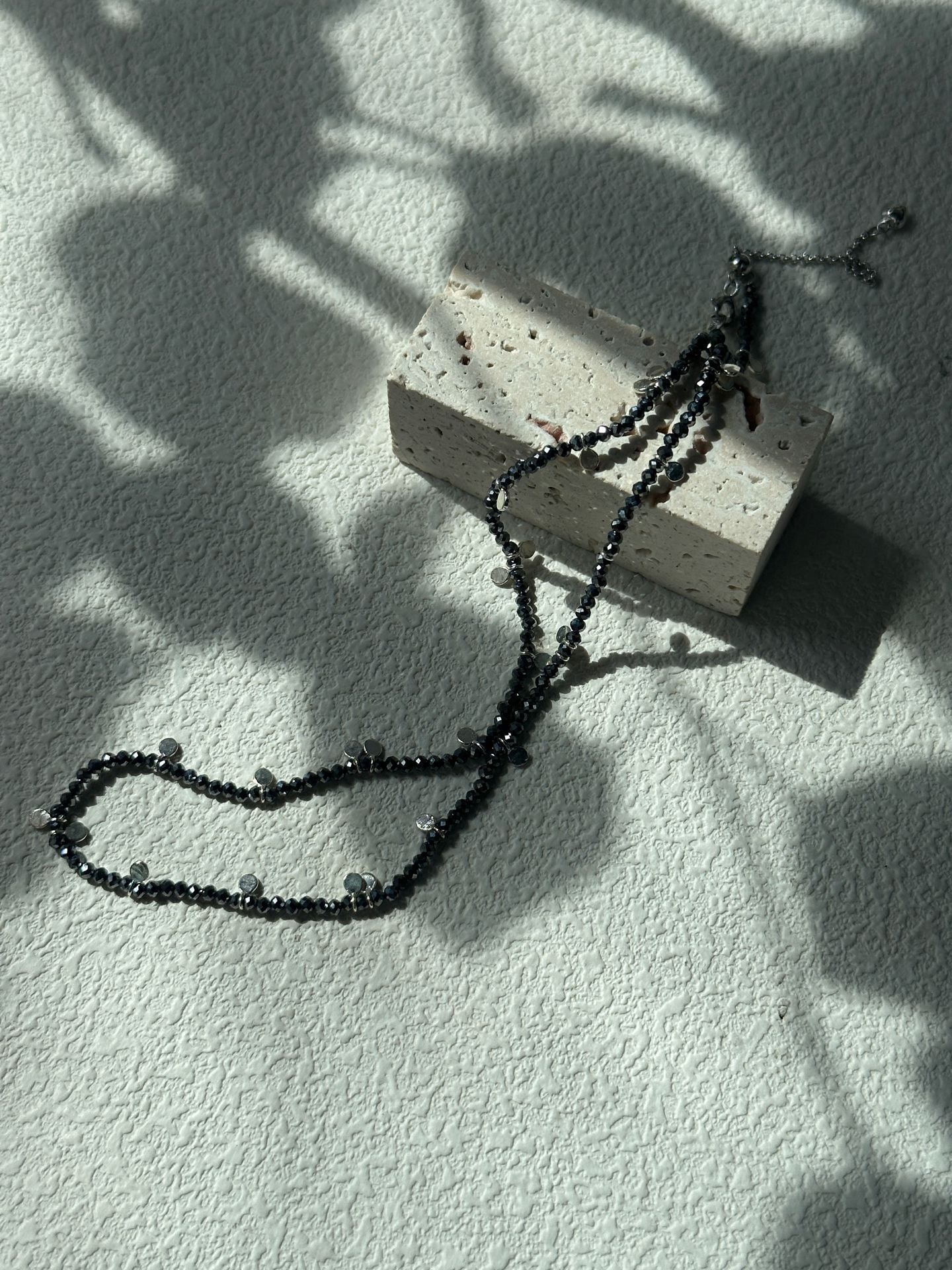 Gray Crystal Silver Plate Necklace