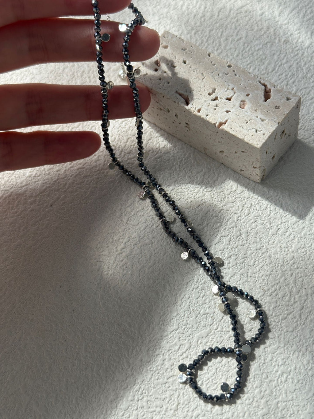 Gray Crystal Silver Plate Necklace