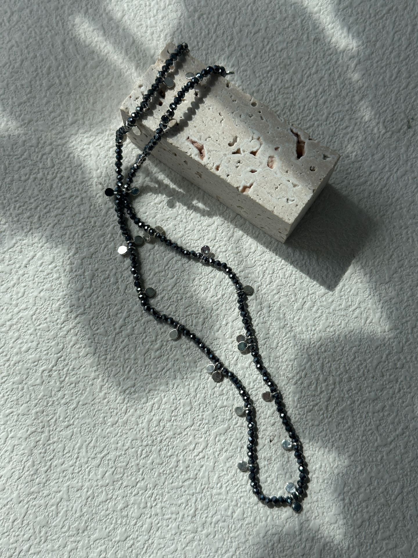 Gray Crystal Silver Plate Necklace
