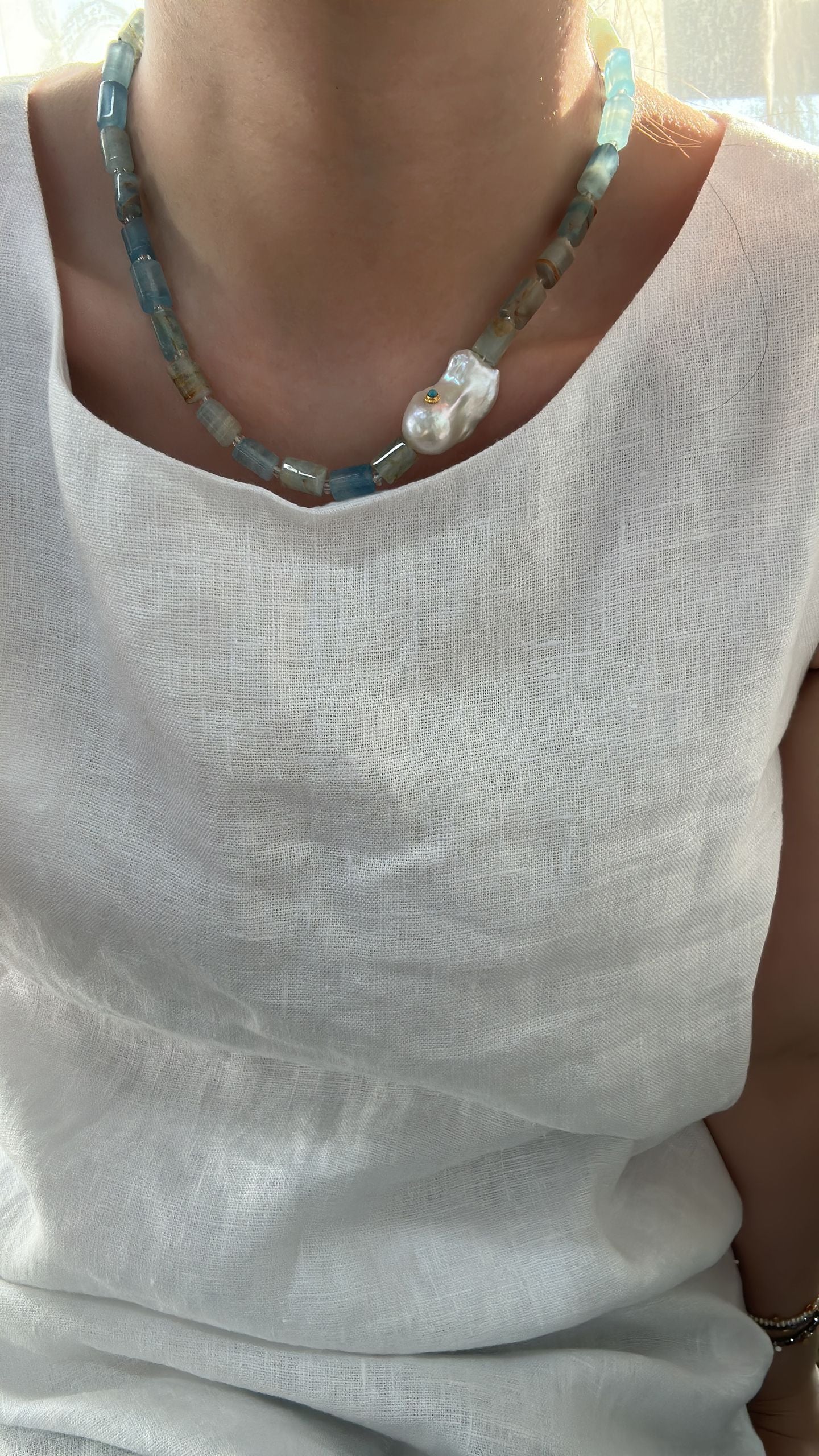 Large Blue Turquoise Statement Necklace