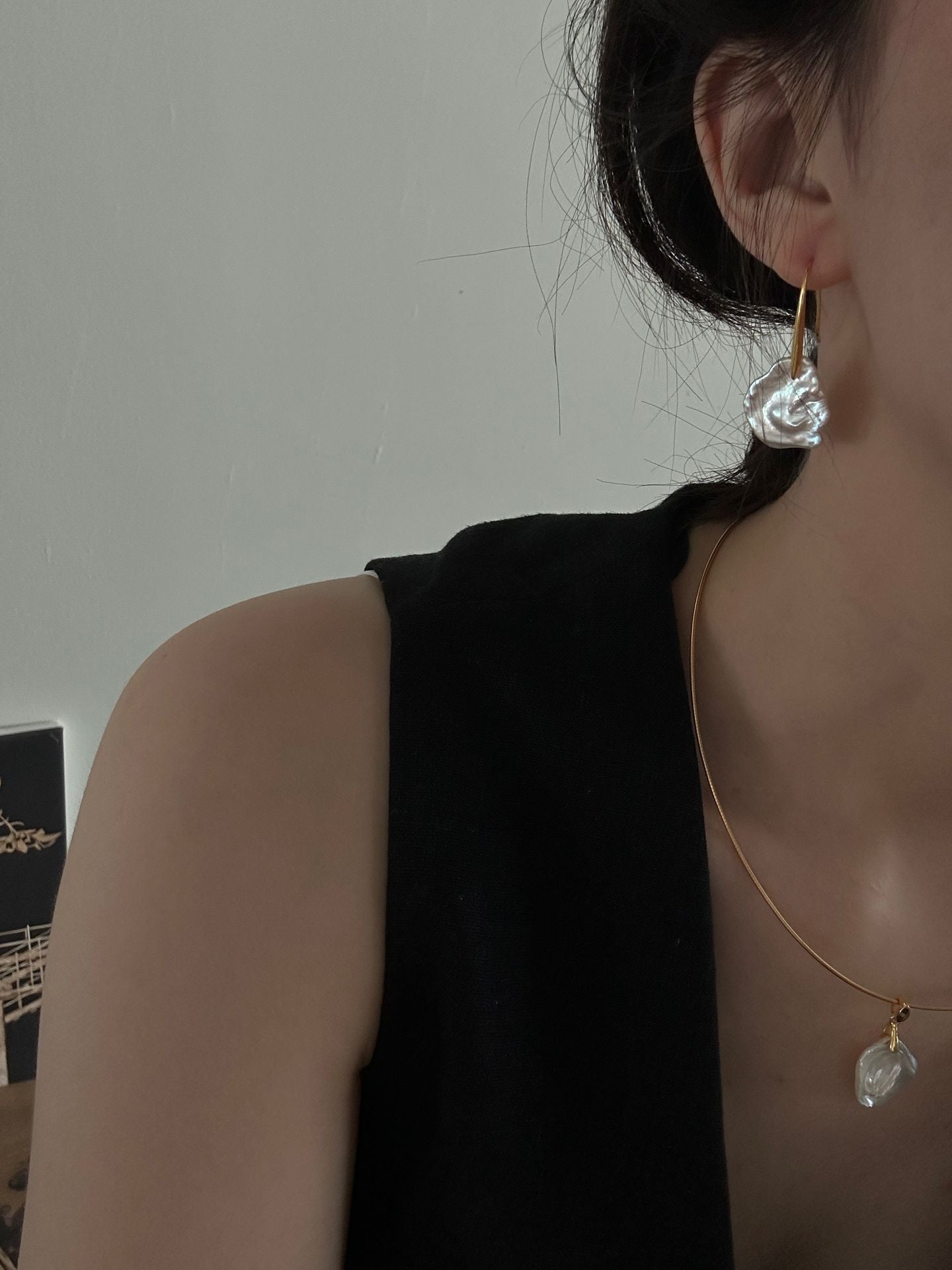 Stem Petal Pearl Earrings - Botanical Floral Drop Earrings