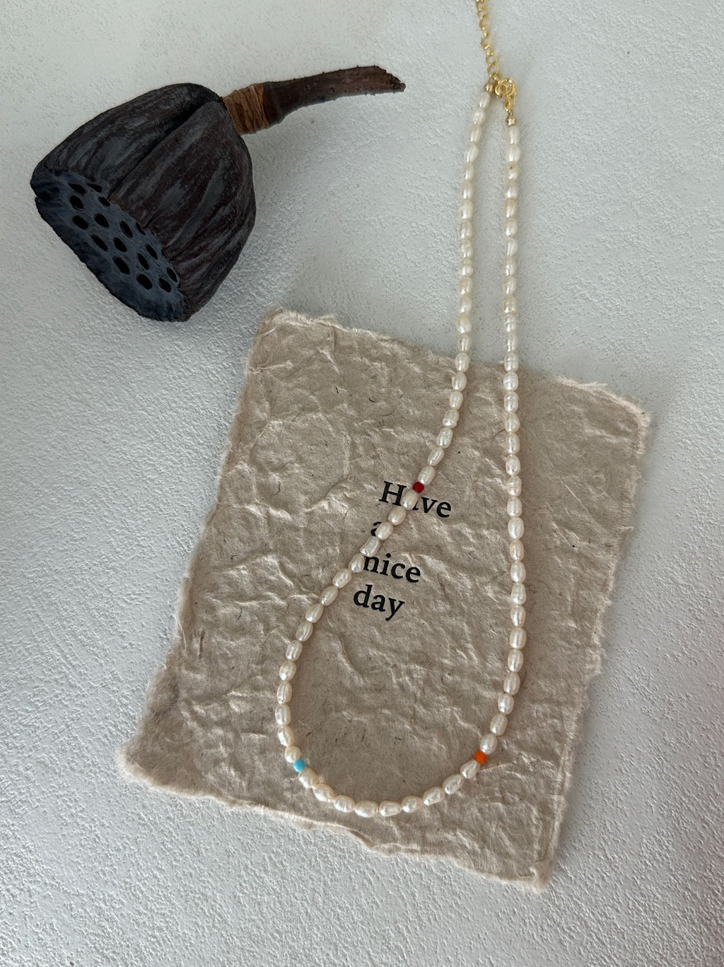 Colored Rice Pearl Necklace