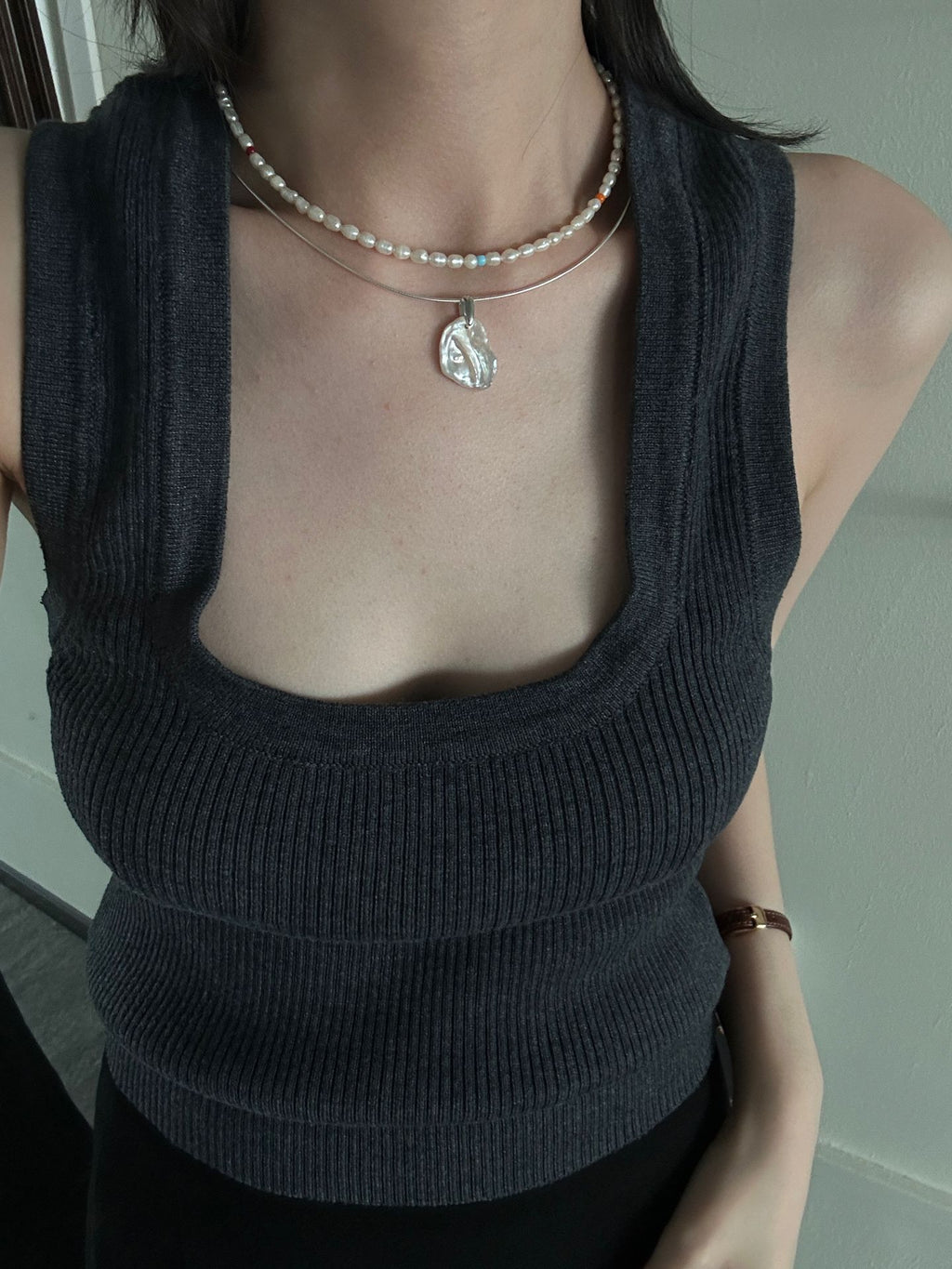 Colored Rice Pearl Necklace