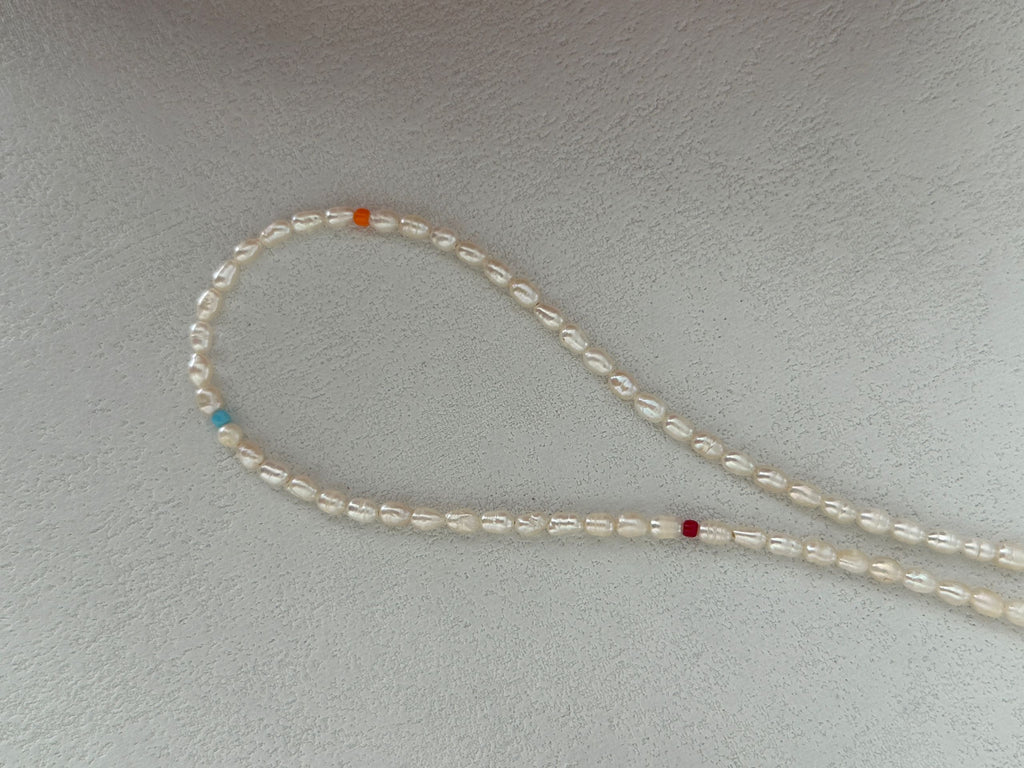 Colored Rice Pearl Necklace