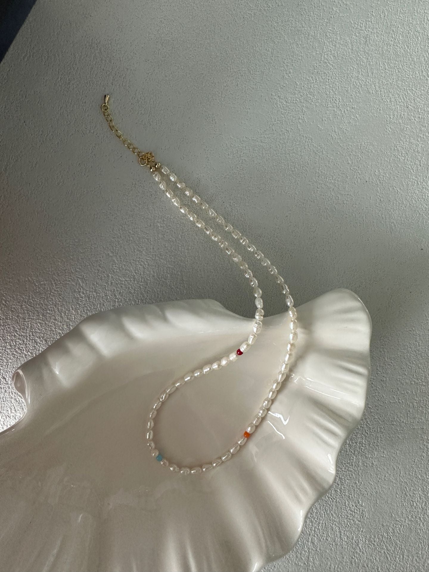 Colored Rice Pearl Necklace