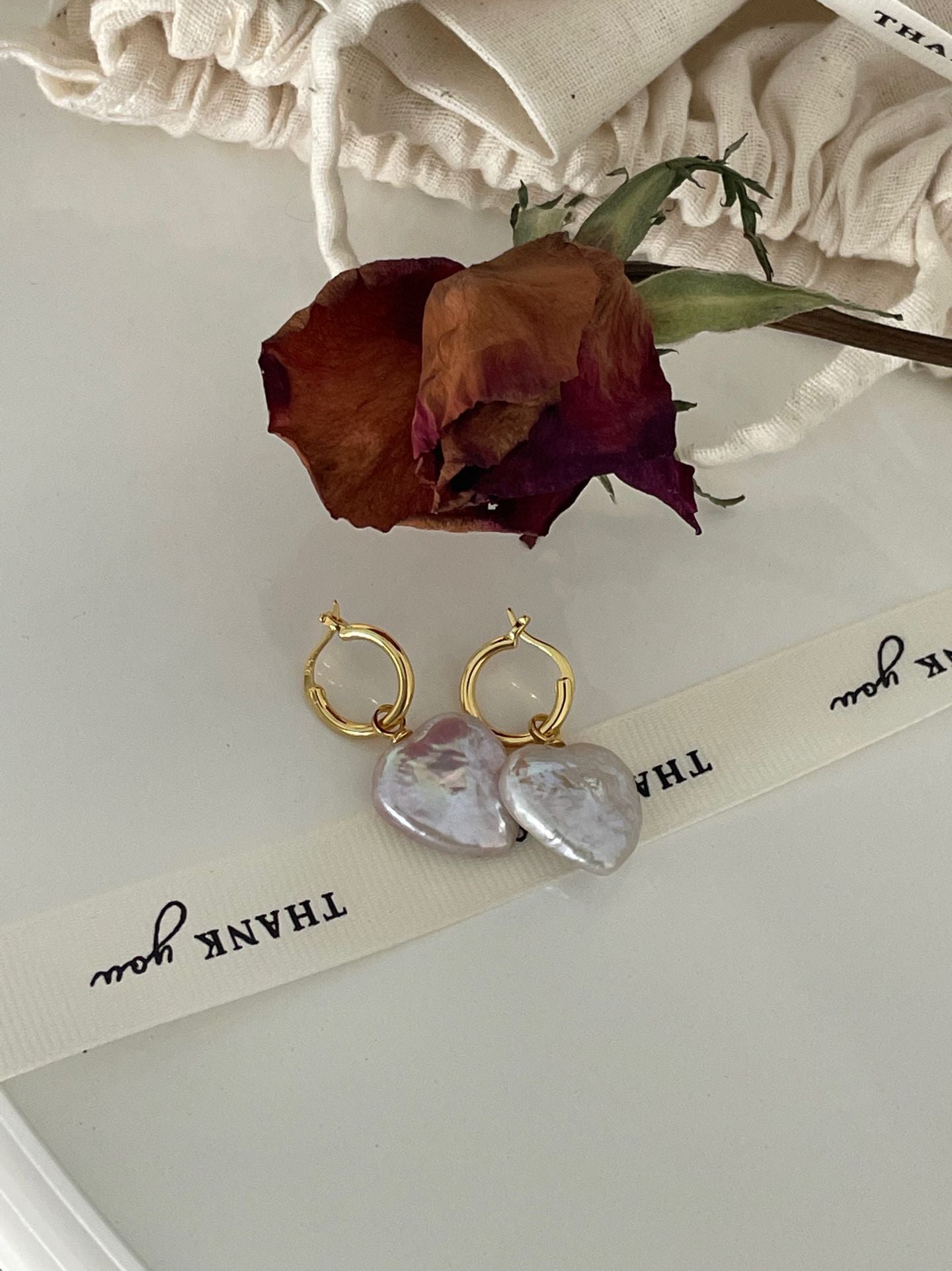 Large Heart Baroque Pearl Earrings - Romantic Statement Earrings