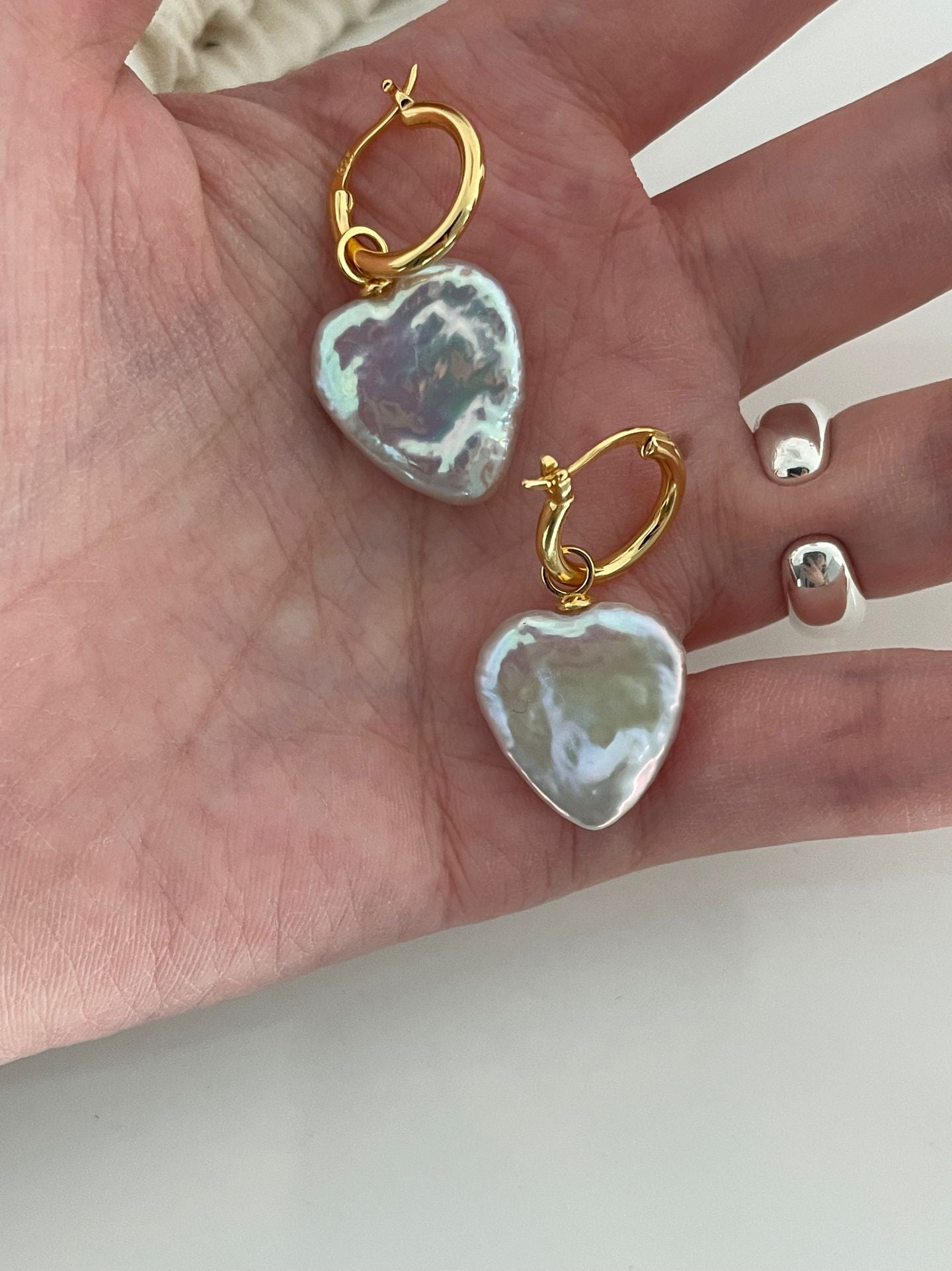 Large Heart Baroque Pearl Earrings - Romantic Statement Earrings