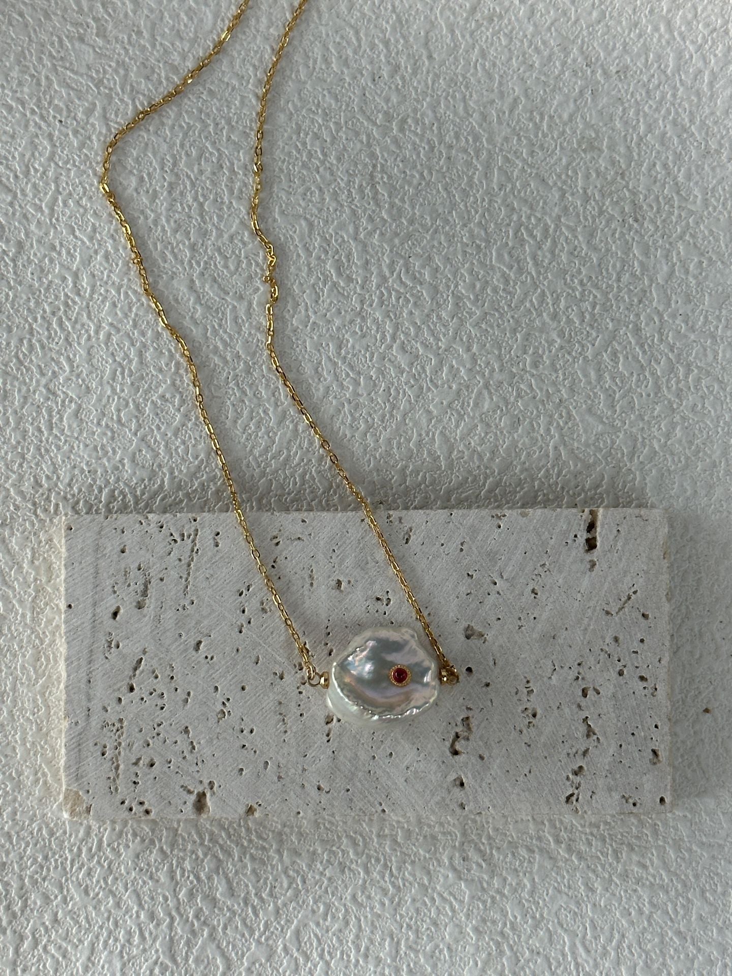 Ruby-inlaid Petal Necklace