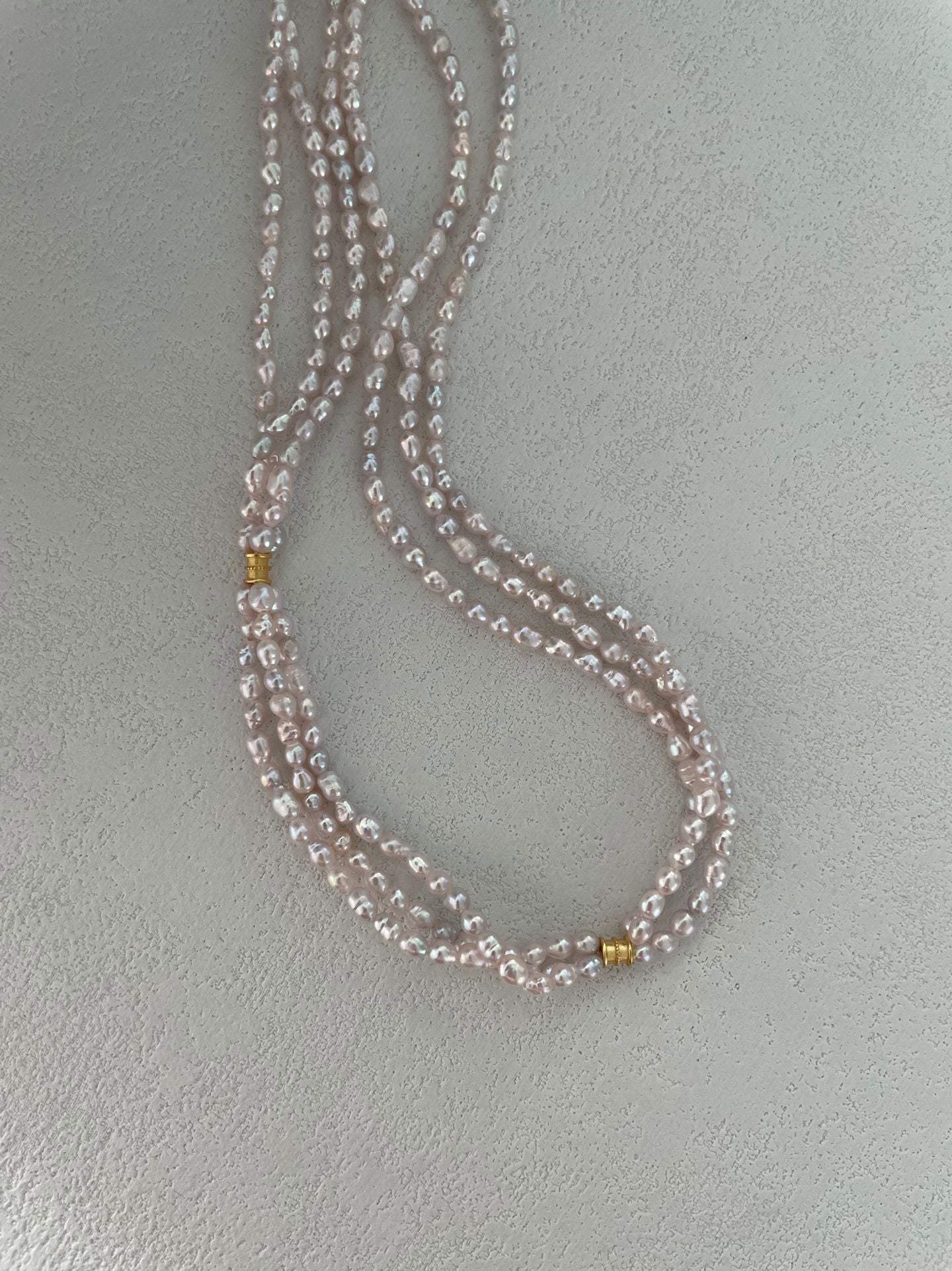 Blush Pink Pearl Necklace - Romantic Pastel Pearl Strand