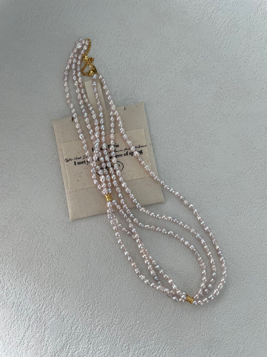 Blush Pink Pearl Necklace - Romantic Pastel Pearl Strand