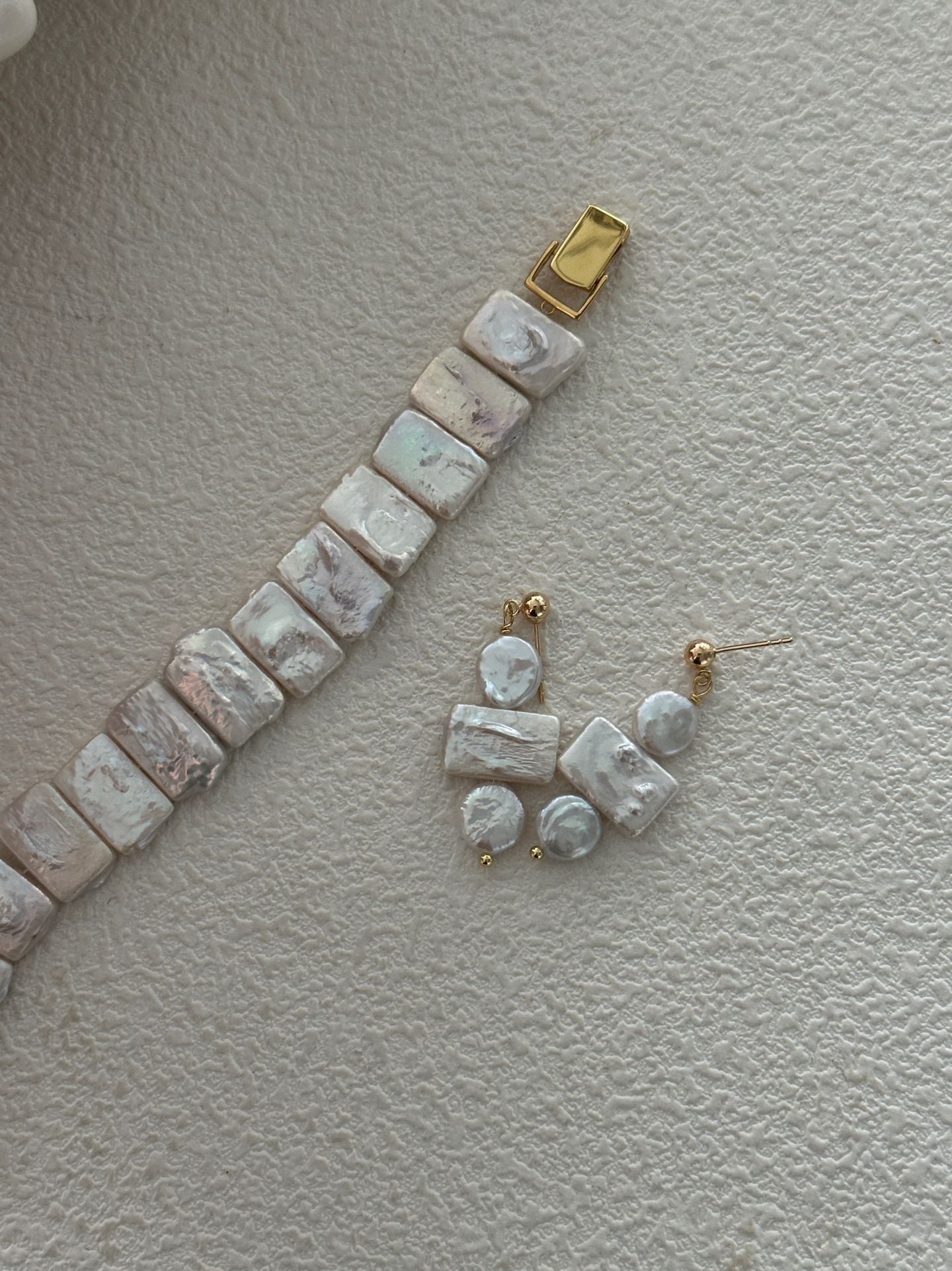 Baroque Pearl Round Square Earrings - Geometric Irregular Pearl Studs