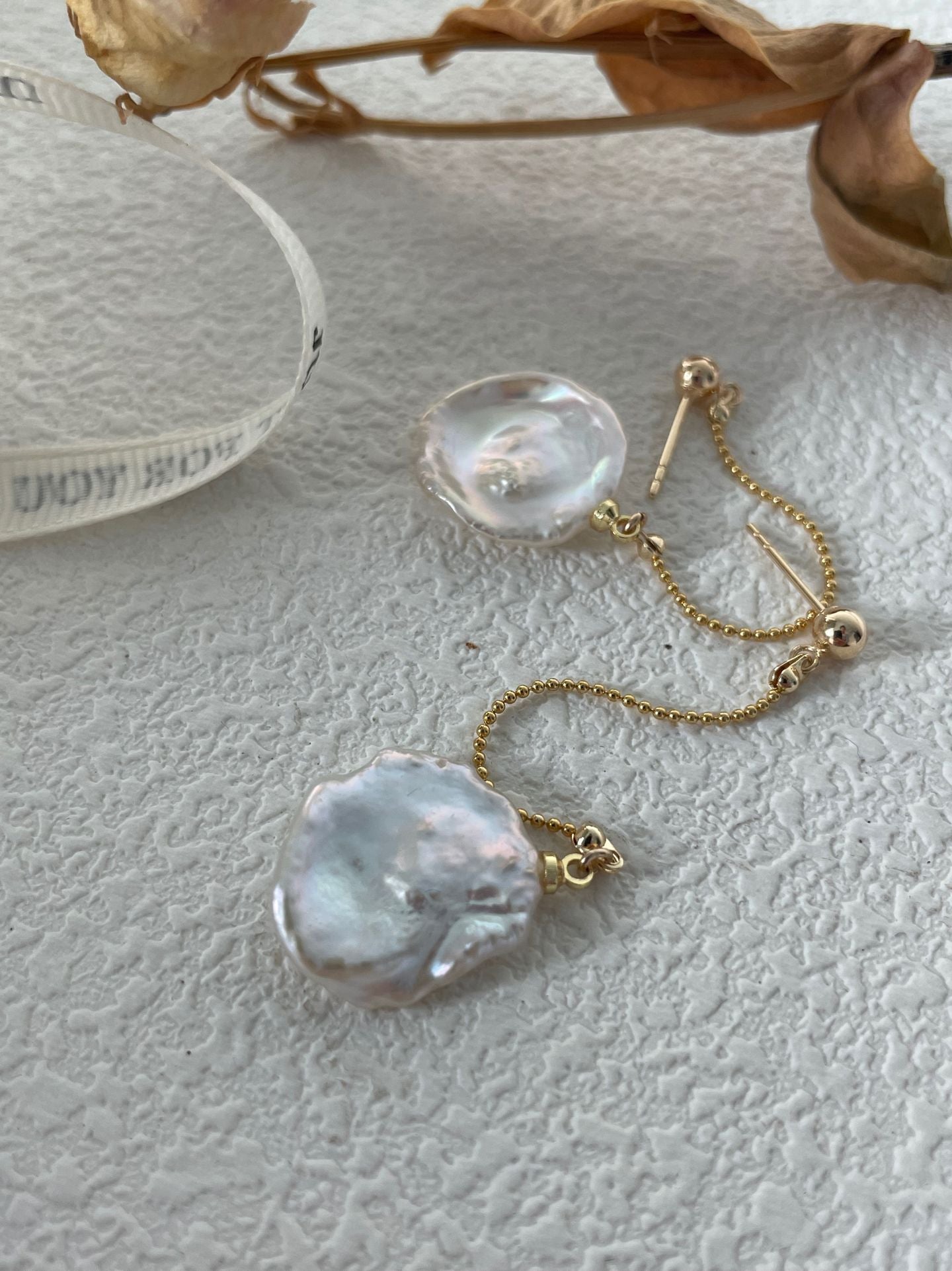 Pearl Petal Long Chain Earrings - Elegant Floral Drop Earrings