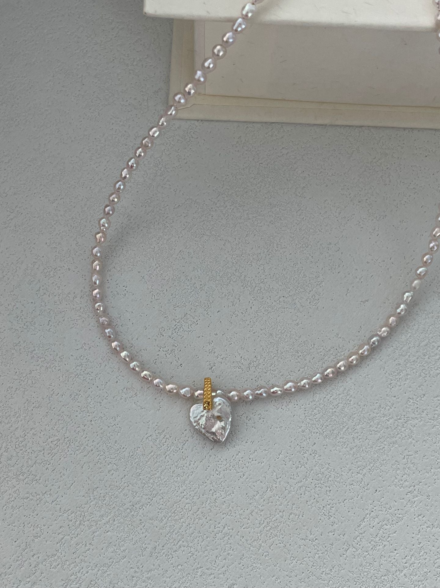 Fairy Pink Heart Pearl Necklace