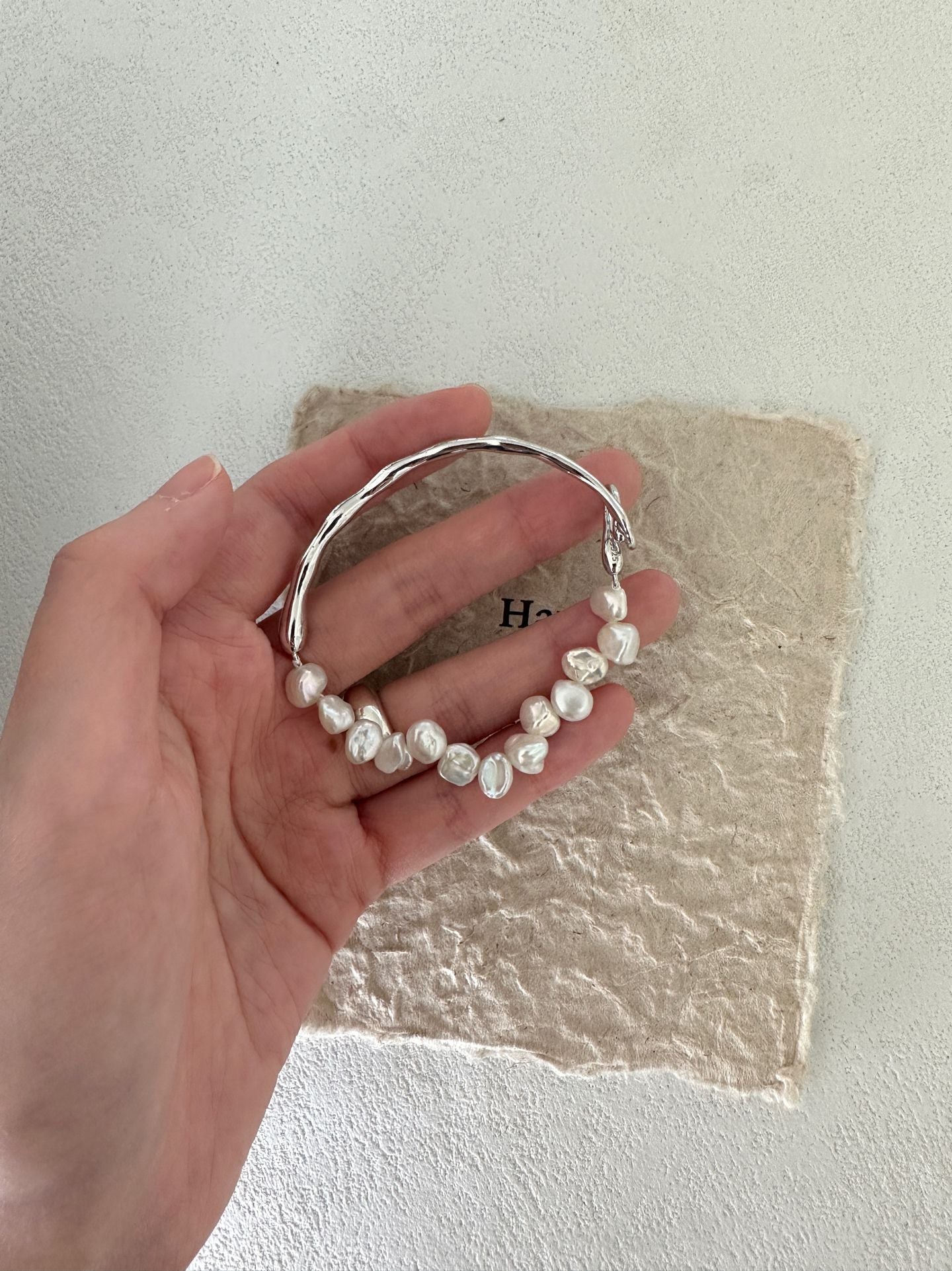 Natural Pearl Petal Bracelet - Delicate Floral Chain Bracelet