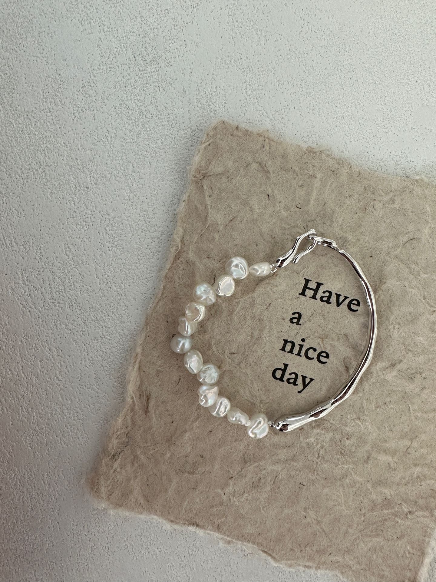 Natural Pearl Petal Bracelet - Delicate Floral Chain Bracelet