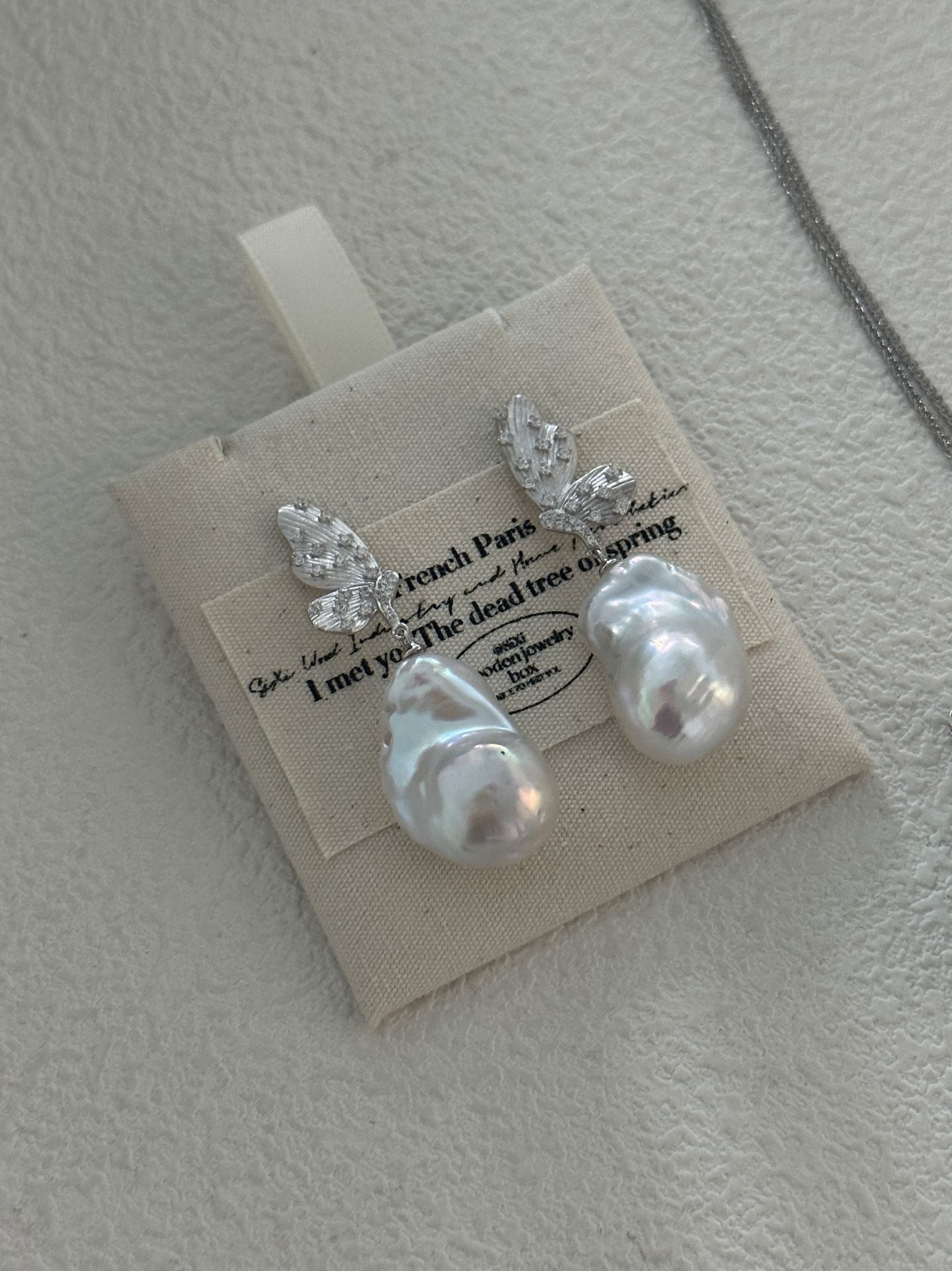 Baroque Pearl Butterfly Earrings - Vintage Irregular Pearl Studs